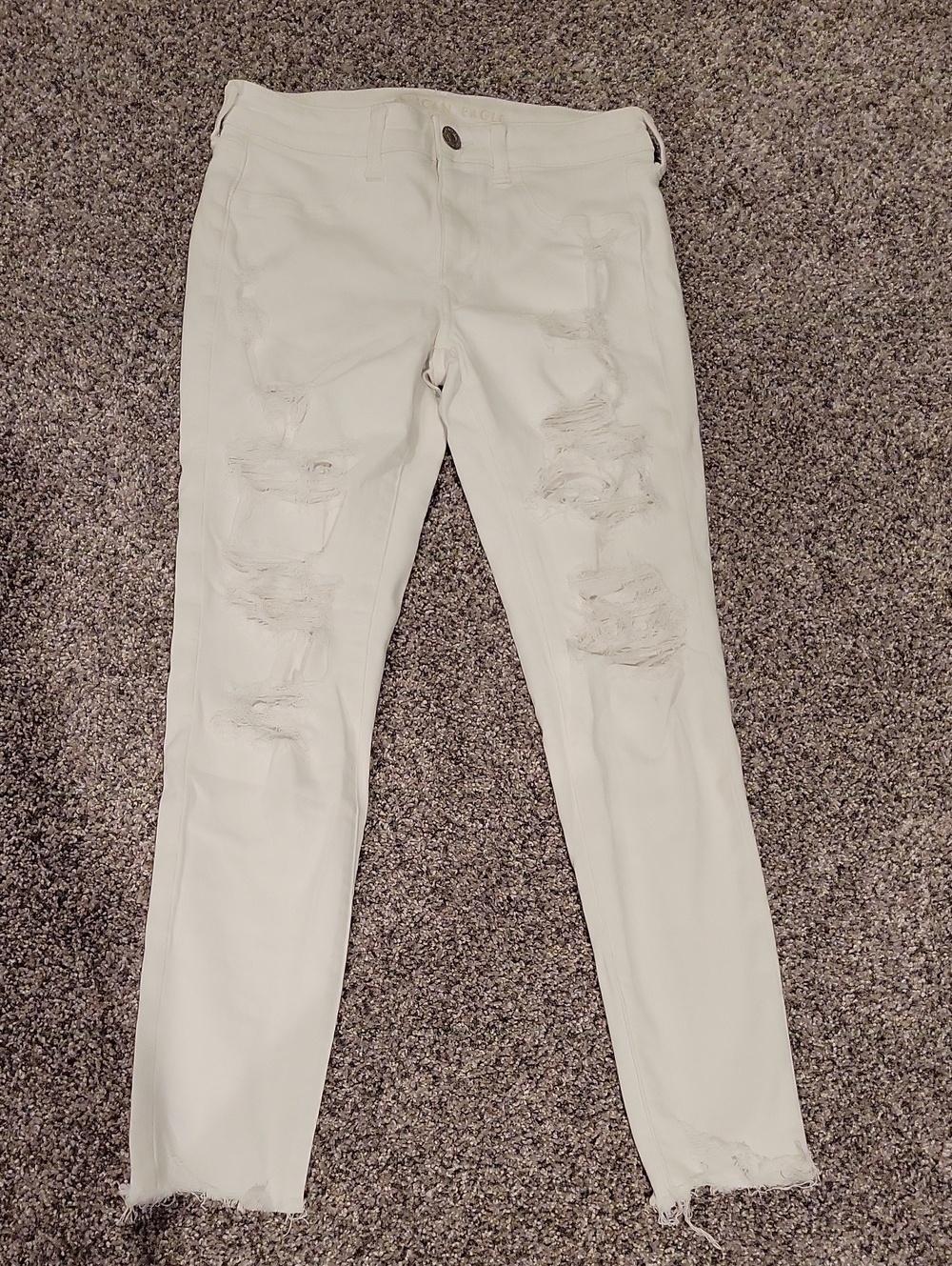 American Eagle Outfitters White Ripped Jeggings, Size 6 Regular